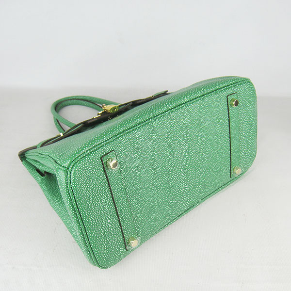 High Quality Fake Hermes Birkin 35CM Pearl Veins Leather Bag Green 6089